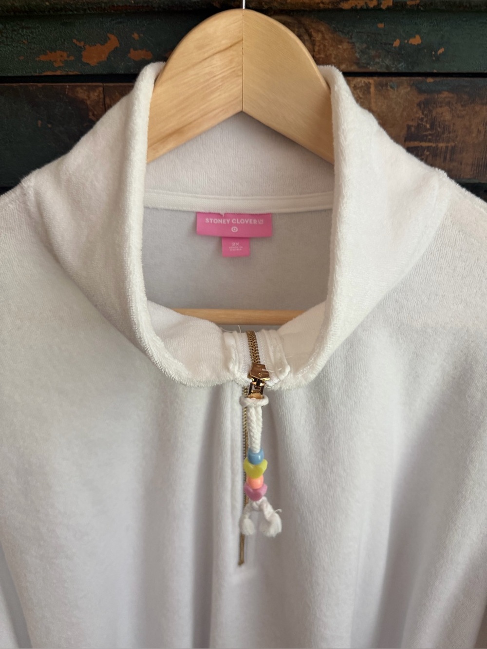 Stoney Clover Lane x Target Cropped Half Zip White Terry Sweatshirt